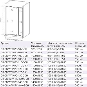 Душевой уголок Good door ORION WTW-PD+SP 120x80 стекло матовое/профиль хром купить в интернет-магазине Sanbest