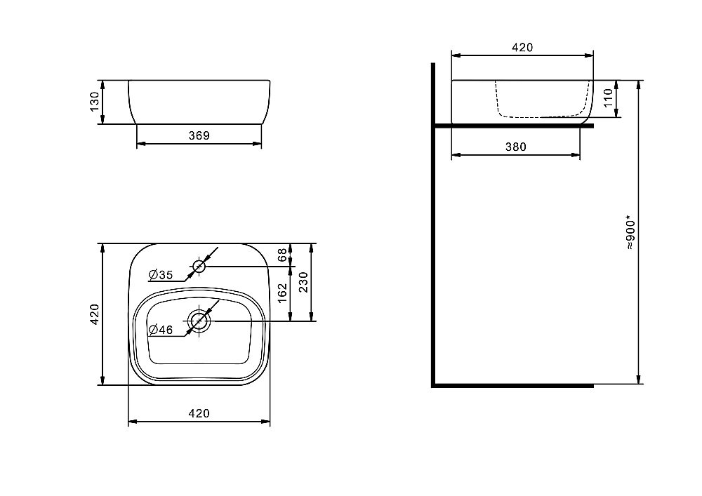 Раковина накладная Акватон Одри 42 1WH501709 белая купить в интернет-магазине Sanbest
