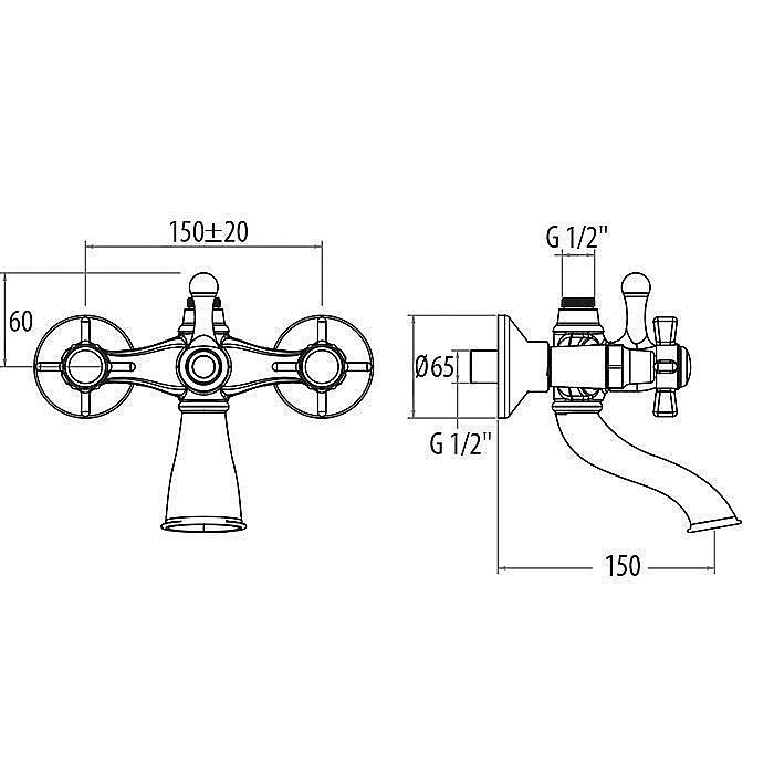 Смеситель для ванны Tiffany World London TW1750617V0br бронза купить в интернет-магазине сантехники Sanbest