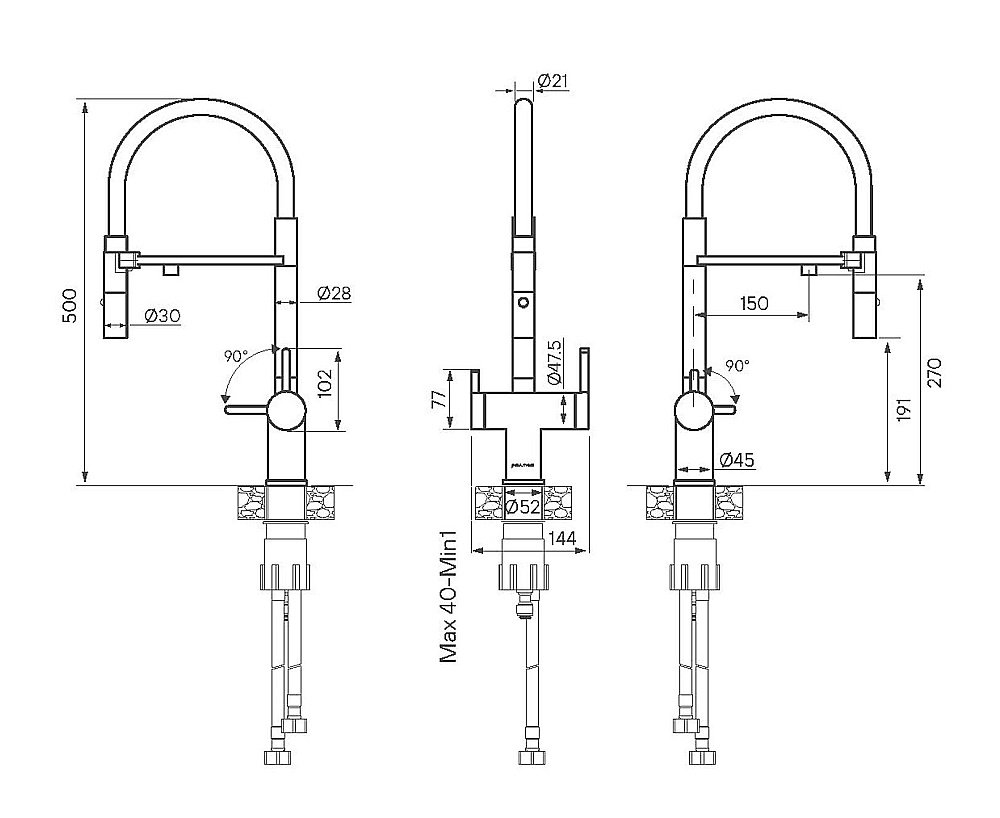 Смеситель для кухни Paulmark Gravity Gr213888-WH белый матовый купить в интернет-магазине сантехники Sanbest