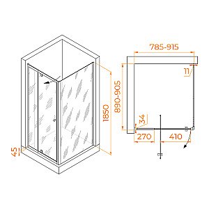 Душевой уголок RGW Passage PA-44 (PA-02 + Z-050-1) 80x90 стекло прозрачное/профиль хром купить в интернет-магазине Sanbest