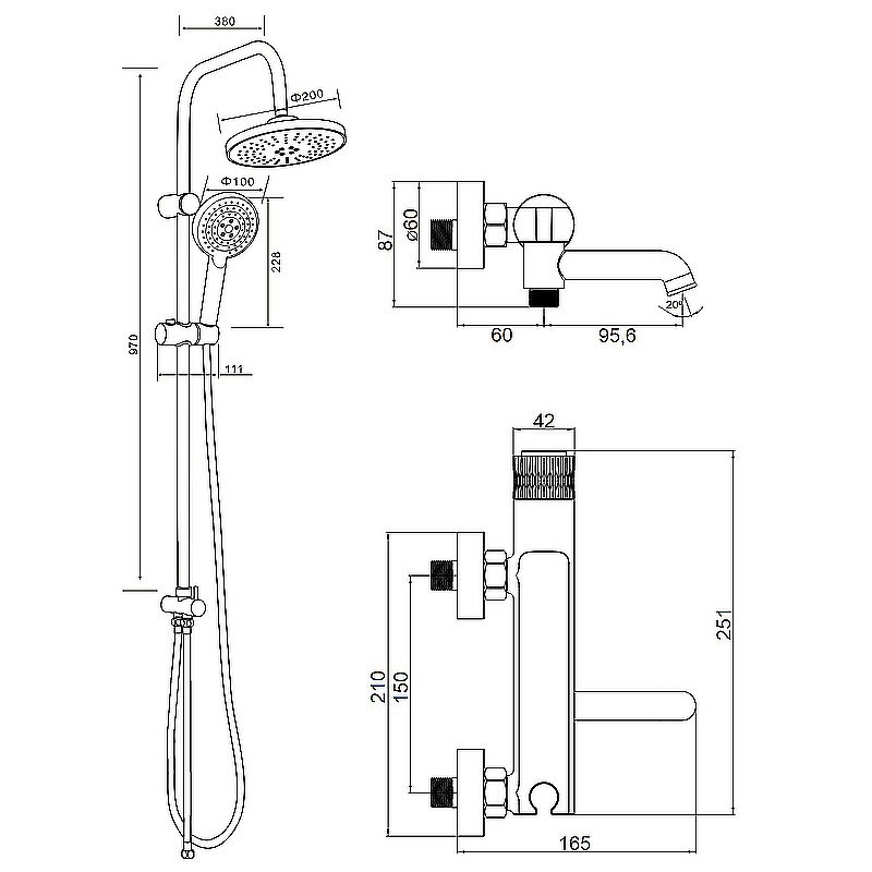 Душевая система Orange Push M02-912cr хром купить в интернет-магазине сантехники Sanbest