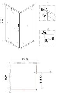 Душевой уголок Niagara Nova NG-83-8AB-A100B 80x100 купить в интернет-магазине Sanbest