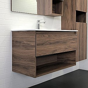 Тумба с раковиной Comforty Бордо 00-00006671 90 дуб темно-коричневый для ванной в интернет-магазине Sanbest