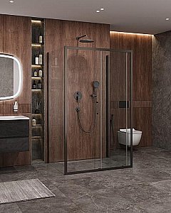 Душевой уголок Cezares Molveno 90x120 AH-12-120/90-C-GM-IV стекло прозрачное/профиль матовая оружейная сталь купить в интернет-магазине Sanbest