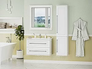 Пенал напольный с Б/К Misty Марта 35 П-Мрт05035-011 белый для ванной в интернет-магазине сантехники Sanbest