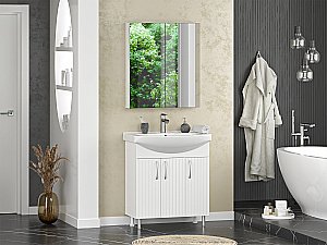 Тумба с раковиной Misty Изео - 75 Э-Изе01075-021Н белая для ванной в интернет-магазине Sanbest