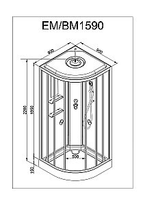 Душевая кабина DTO ЕМ1590 LED 90х90 купить в интернет-магазине сантехники Sanbest