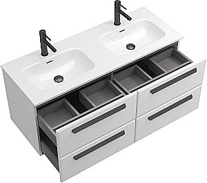 Тумба с раковиной Cezares ECO-CER-N 120 ECO-CER-N-1200-4C-SO-2-BL белая глянцевая для ванной в интернет-магазине Sanbest