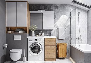 Тумба с раковиной Акватон Лондри 40 дуб сантана для ванной в интернет-магазине Sanbest