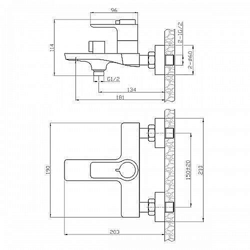 Смеситель для ванны Rossinka RS50-31 купить в интернет-магазине сантехники Sanbest