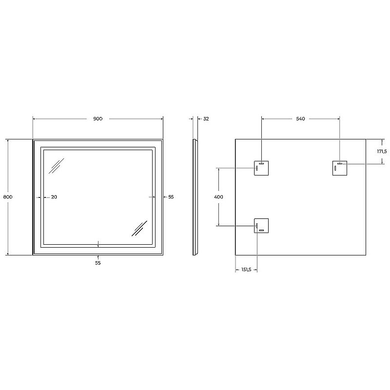 Зеркало BelBagno Kraft SPC-KRAFT-900-800-SENS-AL сатин в ванную от интернет-магазине сантехники Sanbest