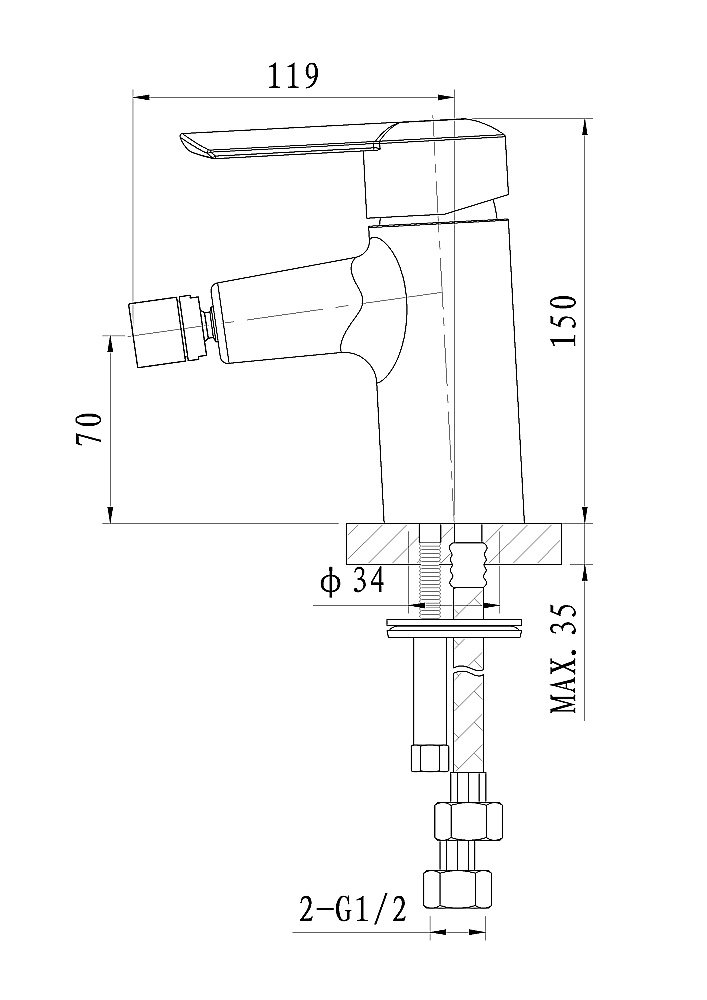 Смеситель для биде WONZON & WOGHAND BAROQUE, Хром (WW-195001-CR) купить в интернет-магазине сантехники Sanbest