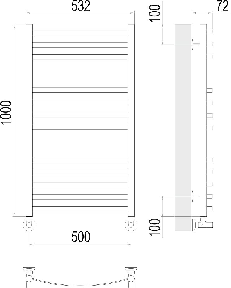 Полотенцесушитель водяной Terminus Авиэль П12 500х1000 купить в интернет-магазине сантехники Sanbest