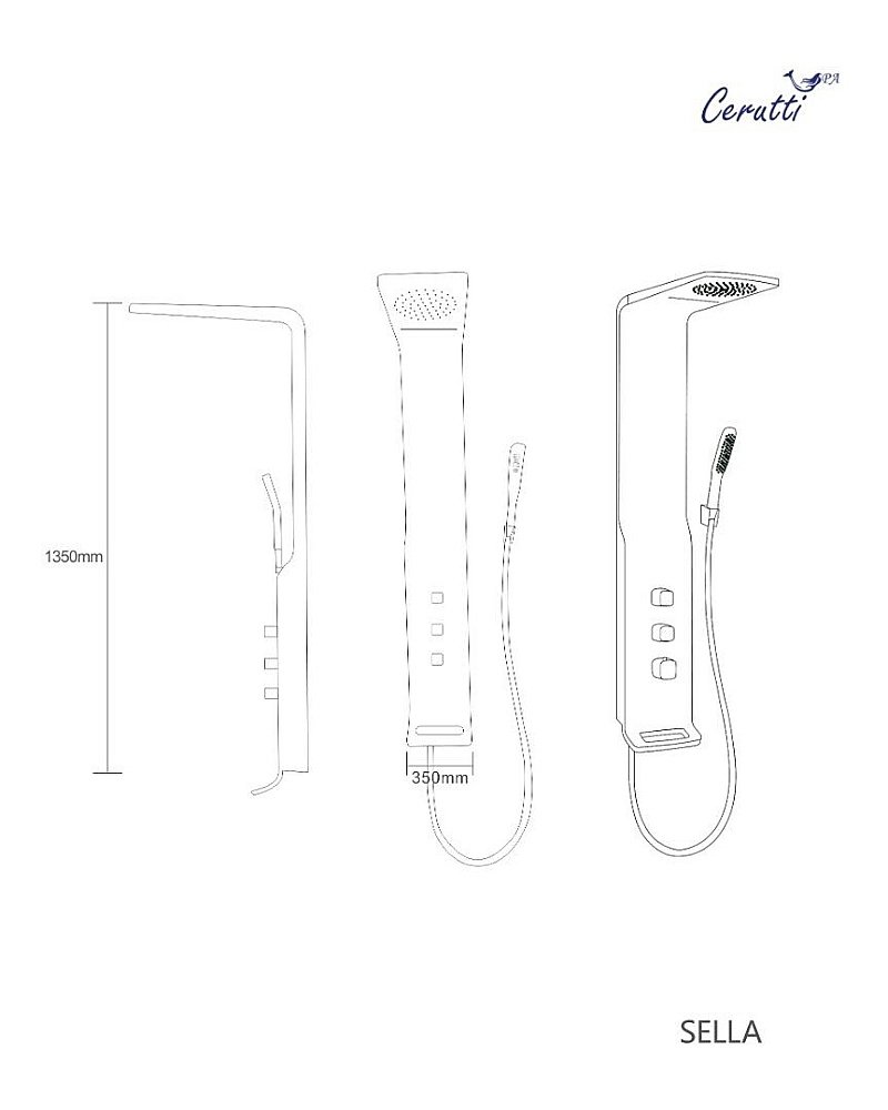 Душевая панель CeruttiSpa SELLA W CT8988 белая купить в интернет-магазине сантехники Sanbest