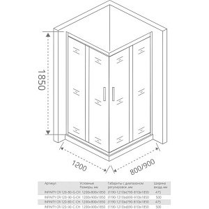Душевой уголок Good Door INFINITY CR-120-80-G-CH стекло матовое/профиль хром купить в интернет-магазине Sanbest
