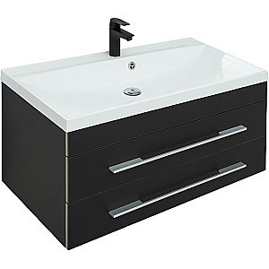 Тумба с раковиной Aquanet Верона New 90 281099 черная матовая для ванной в интернет-магазине Sanbest
