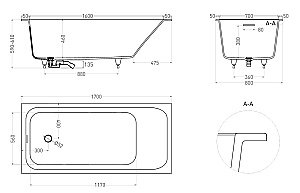 Ванна Salini Orlanda KIT S-Sense 170х80 102116GF RAL купить в интернет-магазине Sanbest