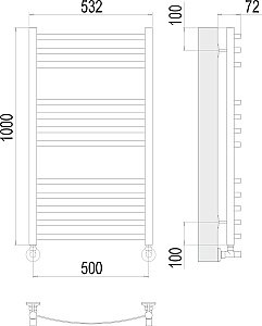 Полотенцесушитель водяной Terminus Авиэль П12 500х1000 купить в интернет-магазине сантехники Sanbest