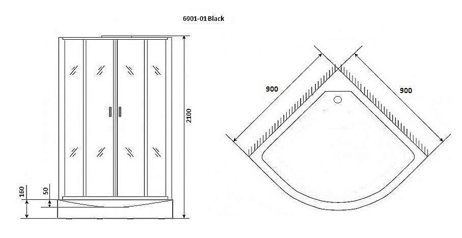 Душевая кабина Niagara Premium NG- 6902-01 BLACK 100x100 купить в интернет-магазине Sanbest