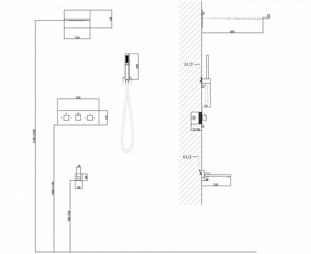 Душевая система Abber DAHEIM AF8253B черная матовая купить в интернет-магазине сантехники Sanbest