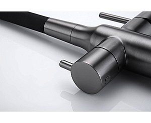 Смеситель для кухни Paulmark Salix Sa213419-GM вороненая сталь/черный купить в интернет-магазине сантехники Sanbest