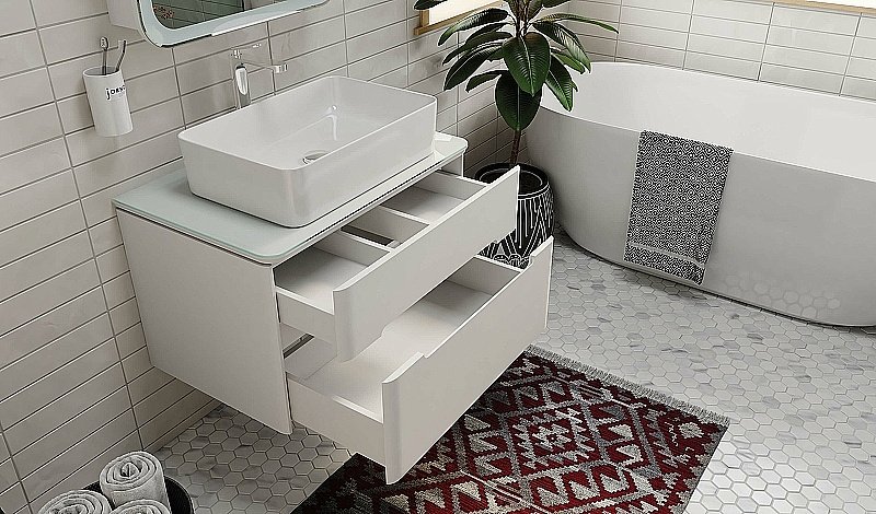 Тумба с раковиной Jorno Bosko 75 белая для ванной в интернет-магазине Sanbest