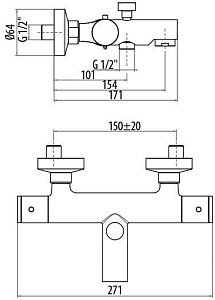 Смеситель для ванны Gattoni Termostatici TS21022C0 купить в интернет-магазине сантехники Sanbest