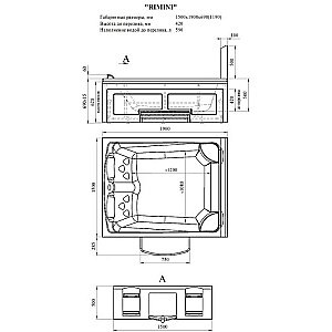 Минибассейн Радомир  Римини Gold 1-30-0-0-4-047С 190х150 Серый мрамор купить в интернет-магазине Sanbest