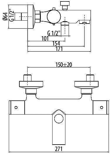 Смеситель для ванны Gattoni Termostatici TS21022C0 купить в интернет-магазине сантехники Sanbest