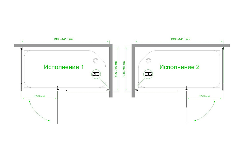 Душевой уголок Royal Bath HPVD RB7140HPVD-T-BL 140х70 прозрачное стекло/профиль черный купить в интернет-магазине Sanbest