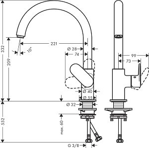 Смеситель для кухни Hansgrohe Vernis Blend M35 260 71870000 купить в интернет-магазине сантехники Sanbest