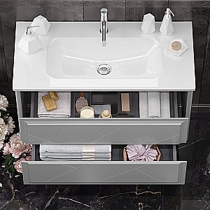 Тумба с раковиной Опадирис ЛУИДЖИ 00-00006178 100 серая матовая для ванной в интернет-магазине Sanbest