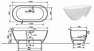 Ванна Эстет Майами 150х75 ФР-00016604 купить в интернет-магазине Sanbest