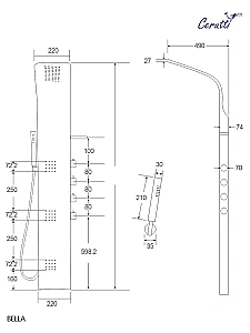 Душевая панель CeruttiSpa BELLA CT11128  хром купить в интернет-магазине сантехники Sanbest