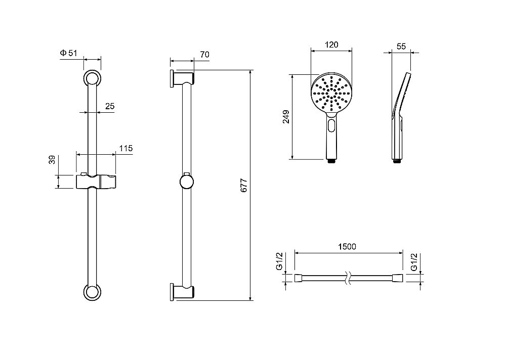 Душевой гарнитур Aquatek Оберон AQ2016MB черный матовый купить в интернет-магазине сантехники Sanbest