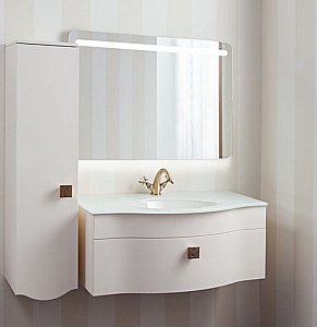 Тумба с раковиной Caprigo Nokturn 90 с 1 ящиком/раковина стекло белая для ванной в интернет-магазине Sanbest