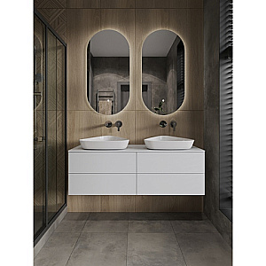 Тумба с раковиной Orange Otto 130 Ot-130TuMDF+B07-500W белая глянцевая для ванной в интернет-магазине Sanbest