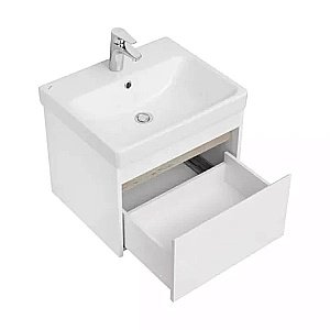 Тумба с раковиной Акватон Марти 55 белая/дуб эндгрейн для ванной в интернет-магазине Sanbest