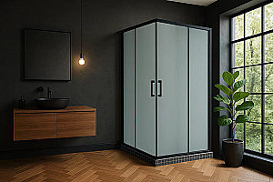 Душевой уголок Royal Bath RB HPD-C-BL 85х85 стекло матовое/профиль черный купить в интернет-магазине Sanbest