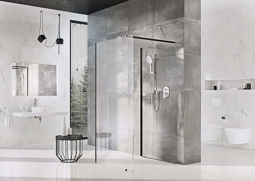 Душевое ограждение Ravak WALK-IN CORNER 120x90 стекло прозрачное/профиль черный купить в интернет-магазине Sanbest
