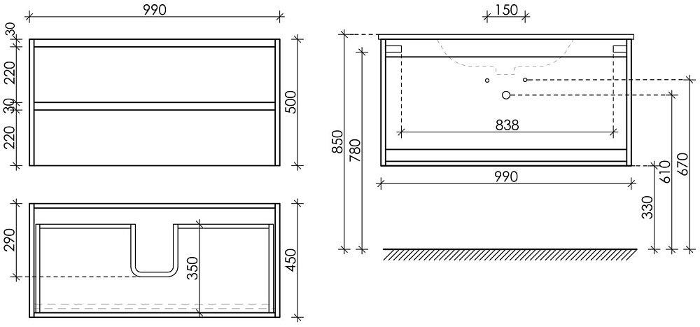 Тумба с раковиной Sancos Libra LB100W белый глянец для ванной в интернет-магазине Sanbest