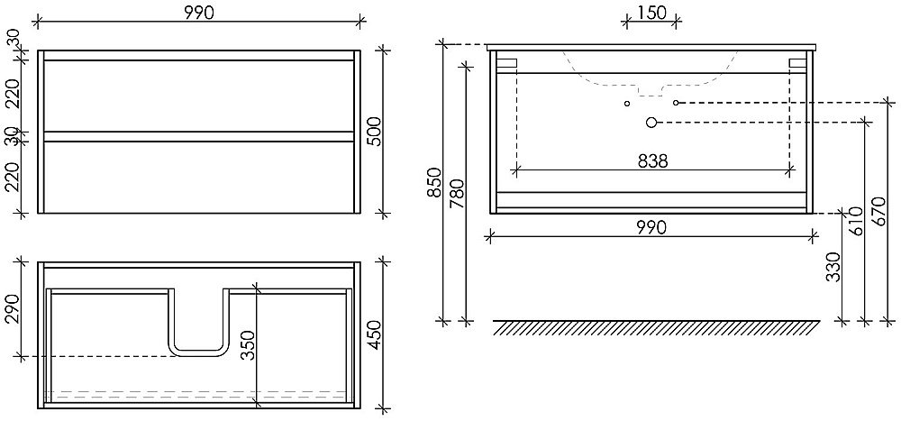 Тумба с раковиной Sancos Libra LB100W белый глянец для ванной в интернет-магазине Sanbest