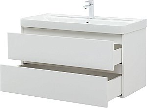 Тумба с раковиной Aquanet Вега 100 белый глянец для ванной в интернет-магазине Sanbest