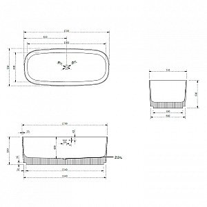 Ванна из искусственного камня ABBER Stein AS9601 170х75 купить в интернет-магазине Sanbest