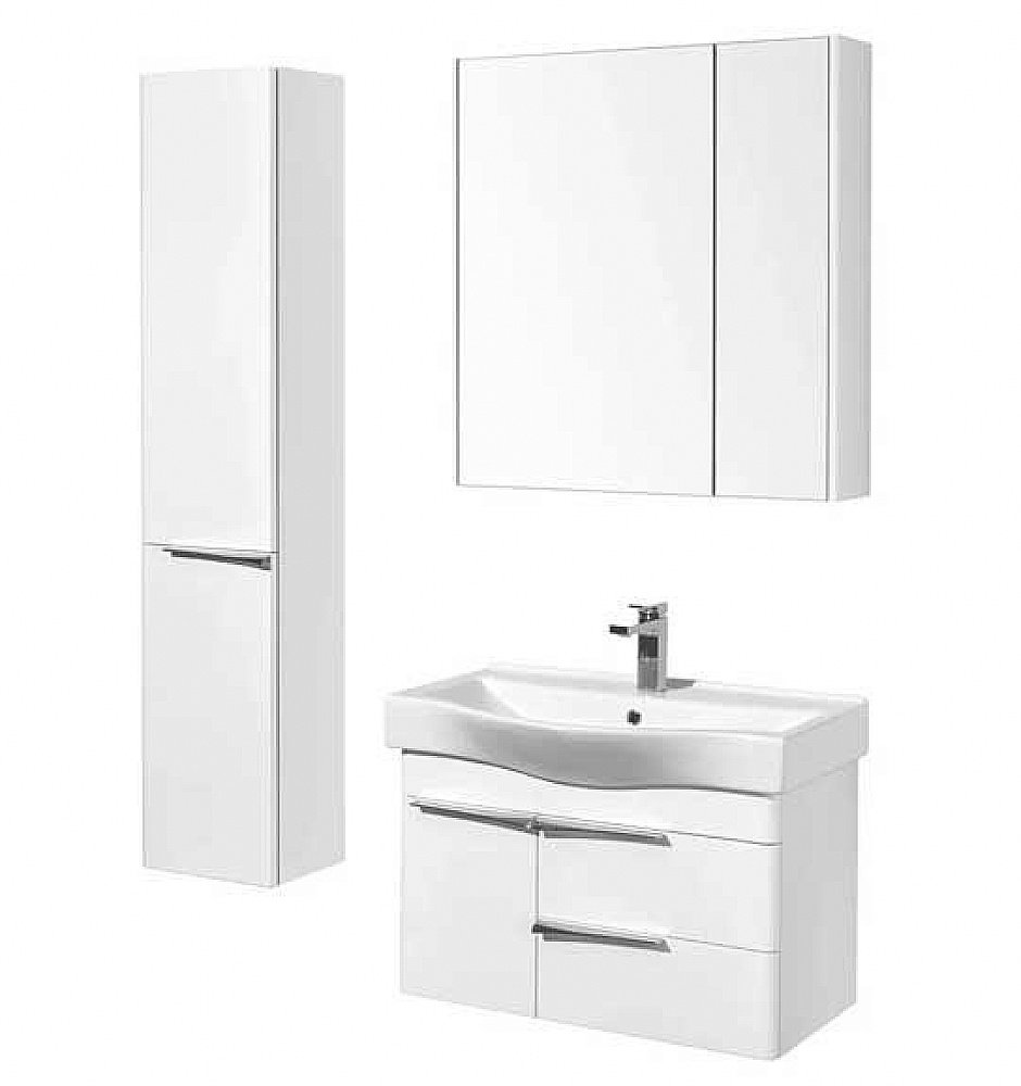 Тумба с раковиной Акватон Беверли 80 белая глянцевая для ванной в интернет-магазине Sanbest