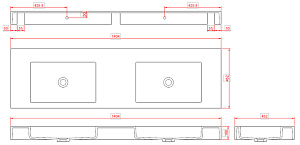 Раковина-моноблок двойная FLAT ST 888-140 140 белая матовая купить в интернет-магазине Sanbest