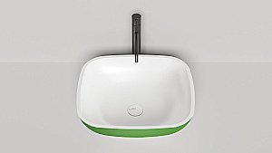 Раковина накладная Salini GLORIA 08 1102208MRH 49,5 из искусственного камня S-Stone, белая матовая, цвет по RAL снаружи купить в интернет-магазине Sanbest