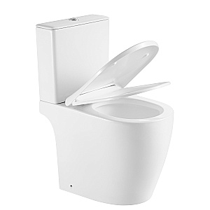 Напольный унитаз-компакт Black&White Gravity 6650W безободковый, слив-торнадо, с крышкой микролифт, с бачком, белый глянцевый купить в интернет-магазине Sanbest