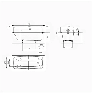 Ванна стальная Kaldewei Cayono 749 170х70 купить в интернет-магазине Sanbest